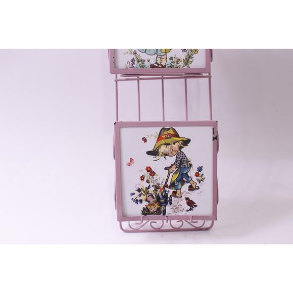 Letters, 1970s, Pink, Male Holder, Country Kids, Metal Wall Hanging, Wall Decor, - Picture 3 of 4